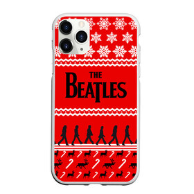 Чехол для iPhone 11 Pro Max матовый с принтом Праздничный The Beatles в Новосибирске, Силикон |  | beatles | the beatles | бител | битлз | битлс | битлы | группа | джон леннон | джордж харрисон | жуки | знак | красный | ливерпульская четвёрка | мерсибит | надпись | новогодний | новый год | пол маккартни | поп