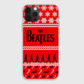Чехол для iPhone 12 Pro с принтом Праздничный The Beatles в Новосибирске, силикон | область печати: задняя сторона чехла, без боковых панелей | beatles | the beatles | бител | битлз | битлс | битлы | группа | джон леннон | джордж харрисон | жуки | знак | красный | ливерпульская четвёрка | мерсибит | надпись | новогодний | новый год | пол маккартни | поп