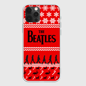 Чехол для iPhone 12 Pro Max с принтом Праздничный The Beatles в Новосибирске, Силикон |  | beatles | the beatles | бител | битлз | битлс | битлы | группа | джон леннон | джордж харрисон | жуки | знак | красный | ливерпульская четвёрка | мерсибит | надпись | новогодний | новый год | пол маккартни | поп