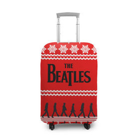 Чехол для чемодана 3D с принтом Праздничный The Beatles в Новосибирске, 86% полиэфир, 14% спандекс | двустороннее нанесение принта, прорези для ручек и колес | beatles | the beatles | бител | битлз | битлс | битлы | группа | джон леннон | джордж харрисон | жуки | знак | красный | ливерпульская четвёрка | мерсибит | надпись | новогодний | новый год | пол маккартни | поп