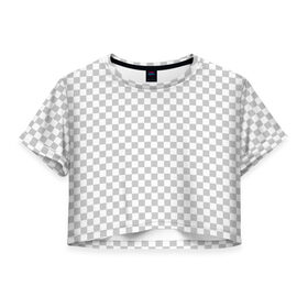 Женская футболка 3D укороченная с принтом Прозрачность в Новосибирске, 100% полиэстер | круглая горловина, длина футболки до линии талии, рукава с отворотами | opacity | photoshop | transparent | белый | дизайнер | квадратики | клетки | паттрен | прозрачный | серый | фотошоп