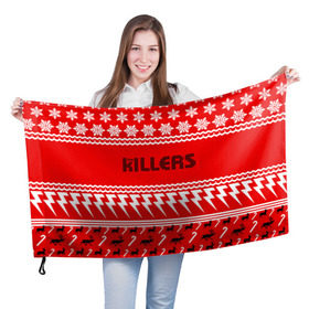Флаг 3D с принтом Праздничный The Killers в Новосибирске, 100% полиэстер | плотность ткани — 95 г/м2, размер — 67 х 109 см. Принт наносится с одной стороны | kilers | killers | the | the killers | альтернативн | брэндон флауэрс | дэйв кенинг | зе | знак | зэ | килер | килерс | красный | марк стормер | надпись | новогодний | новый год | праздник | рождество