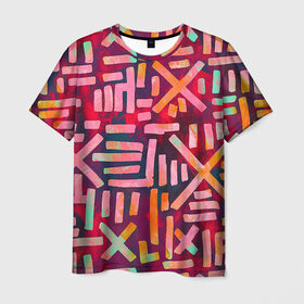Мужская футболка 3D с принтом Geometry в Новосибирске, 100% полиэфир | прямой крой, круглый вырез горловины, длина до линии бедер | abstract | art | boho | ethnic | geometry | lines | абстракция | арт | геометрия | краска | линии | этника