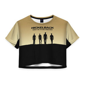Женская футболка 3D укороченная с принтом Nickelback в Новосибирске, 100% полиэстер | круглая горловина, длина футболки до линии талии, рукава с отворотами | back | nickel | nickelback | альтернативный | вот ваша сдача | группа | дэниел адэр | майк крюгер | метал | никелбек | никель | никл бек | постгранж | райан пик | рок | хард | хардрок | чед крюгер