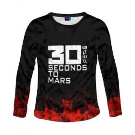 Женский лонгслив 3D с принтом 30 seconds to mars в Новосибирске, 100% полиэстер | длинные рукава, круглый вырез горловины, полуприлегающий силуэт | 30 seconds to mars | band | metal | music | rock | атрибутика | группа | метал | музыка | рок