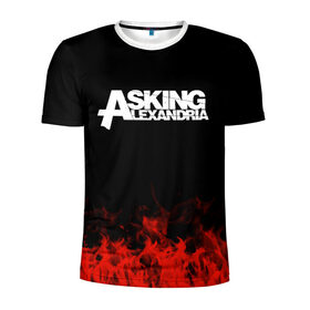 Мужская футболка 3D спортивная с принтом Asking Alexandria в Новосибирске, 100% полиэстер с улучшенными характеристиками | приталенный силуэт, круглая горловина, широкие плечи, сужается к линии бедра | asking alexandria | band | metal | music | rock | атрибутика | группа | метал | музыка | рок