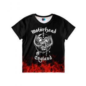 Детская футболка 3D с принтом Motorhead в Новосибирске, 100% гипоаллергенный полиэфир | прямой крой, круглый вырез горловины, длина до линии бедер, чуть спущенное плечо, ткань немного тянется | Тематика изображения на принте: band | metal | motorhead | music | rock | атрибутика | группа | метал | музыка | рок