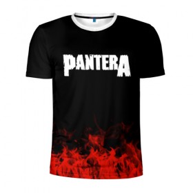 Мужская футболка 3D спортивная с принтом Pantera в Новосибирске, 100% полиэстер с улучшенными характеристиками | приталенный силуэт, круглая горловина, широкие плечи, сужается к линии бедра | band | metal | music | pantera | rock | атрибутика | группа | метал | музыка | рок