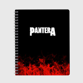 Тетрадь с принтом Pantera в Новосибирске, 100% бумага | 48 листов, плотность листов — 60 г/м2, плотность картонной обложки — 250 г/м2. Листы скреплены сбоку удобной пружинной спиралью. Уголки страниц и обложки скругленные. Цвет линий — светло-серый
 | Тематика изображения на принте: band | metal | music | pantera | rock | атрибутика | группа | метал | музыка | рок