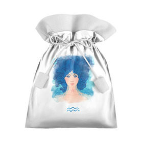 Подарочный 3D мешок с принтом Девушка Водолей в Новосибирске, 100% полиэстер | Размер: 29*39 см | водолей | звезды | знаки зодиака | космос | созвездие