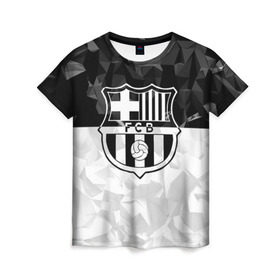 Женская футболка 3D с принтом FC Barca Black Collection в Новосибирске, 100% полиэфир ( синтетическое хлопкоподобное полотно) | прямой крой, круглый вырез горловины, длина до линии бедер | fc barcelona | fcb | барселона | спорт | спортивные | футбол | футбольный клуб