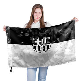 Флаг 3D с принтом FC Barca Black Collection в Новосибирске, 100% полиэстер | плотность ткани — 95 г/м2, размер — 67 х 109 см. Принт наносится с одной стороны | fc barcelona | fcb | барселона | спорт | спортивные | футбол | футбольный клуб