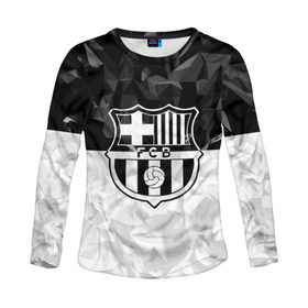 Женский лонгслив 3D с принтом FC Barca Black Collection в Новосибирске, 100% полиэстер | длинные рукава, круглый вырез горловины, полуприлегающий силуэт | fc barcelona | fcb | барселона | спорт | спортивные | футбол | футбольный клуб