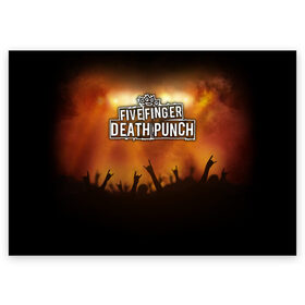 Поздравительная открытка с принтом Five Finger Death Punch в Новосибирске, 100% бумага | плотность бумаги 280 г/м2, матовая, на обратной стороне линовка и место для марки
 | Тематика изображения на принте: band | five finger death punch | metal | music | rock | атрибутика | группа | метал | музыка | рок