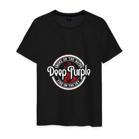 Мужская футболка хлопок с принтом Deep Purple в Новосибирске, 100% хлопок | прямой крой, круглый вырез горловины, длина до линии бедер, слегка спущенное плечо. | deep purple | гиллан | гловер | дееп | деп | ди | дип | диперпл | дипперпл | иэн пэйс | метал | морс | пепл | перпл | прогрессивный | психоделический | рок | хард | хардрок | хеви | хевиметал | эйри