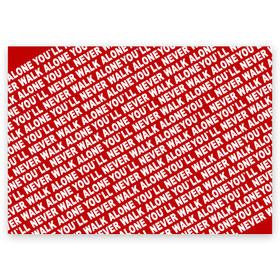 Поздравительная открытка с принтом YNWA красный в Новосибирске, 100% бумага | плотность бумаги 280 г/м2, матовая, на обратной стороне линовка и место для марки
 | Тематика изображения на принте: liverpool | ynwa | yol ll never walk alone | апл | ливерпуль | футбол