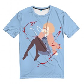 Мужская футболка 3D с принтом Kuriyama Mirai в Новосибирске, 100% полиэфир | прямой крой, круглый вырез горловины, длина до линии бедер | kanata | kuriyama | kuriyama mirai | kyoukai | kyoukai no kanata | mirai | за гранью | курияма | мирай