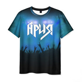 Мужская футболка 3D с принтом Ария в Новосибирске, 100% полиэфир | прямой крой, круглый вырез горловины, длина до линии бедер | aria | band | metal | music | rock | ария | атрибутика | группа | метал | музыка | рок
