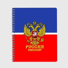 Тетрадь с принтом Хоккеист Александр в Новосибирске, 100% бумага | 48 листов, плотность листов — 60 г/м2, плотность картонной обложки — 250 г/м2. Листы скреплены сбоку удобной пружинной спиралью. Уголки страниц и обложки скругленные. Цвет линий — светло-серый
 | hockey | name | russia | sport | александр | имена | россия | русский | спорт | спортивный | униформа | форма | хоккеист | хоккей