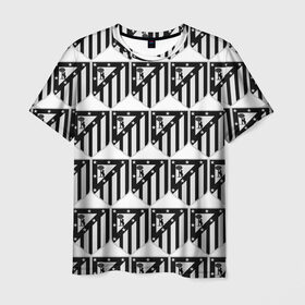 Мужская футболка 3D с принтом Atletico Madrid Black&White в Новосибирске, 100% полиэфир | прямой крой, круглый вырез горловины, длина до линии бедер | Тематика изображения на принте: атлетико мадрид | эмблема