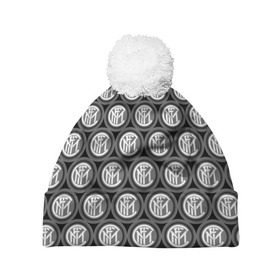 Шапка 3D c помпоном с принтом Inter Black&White в Новосибирске, 100% полиэстер | универсальный размер, печать по всей поверхности изделия | football | inter | inter milan | italia | logo | sport | арт | интер милан | италия | лига | лого | спорт | текстура | фк | футбол | футбольный клуб | эмблема