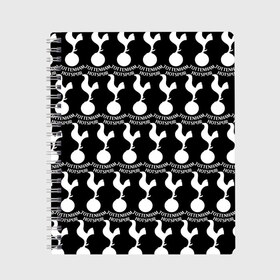Тетрадь с принтом Tottenham Black&White в Новосибирске, 100% бумага | 48 листов, плотность листов — 60 г/м2, плотность картонной обложки — 250 г/м2. Листы скреплены сбоку удобной пружинной спиралью. Уголки страниц и обложки скругленные. Цвет линий — светло-серый
 | england | football | logo | sport | tottenham hotspur | англия | арт | лига | лого | спорт | текстура | фк | футбол | футбольный клуб | эмблема