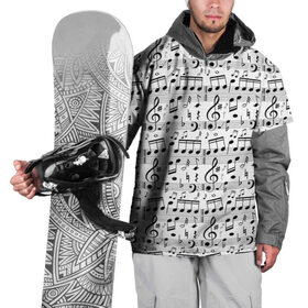 Накидка на куртку 3D с принтом Нотный стан в Новосибирске, 100% полиэстер |  | бемоль | диез | до | ля | ми | ноты | октава | паттерн | ре | си | скрипичный ключ | соль | фа