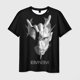 Мужская футболка 3D с принтом Eminem в Новосибирске, 100% полиэфир | прямой крой, круглый вырез горловины, длина до линии бедер | actor | american rapper | composer | eminem | music | rap | record producer | актёр | американский | искусство | композитор | музыка | музыкальный продюсер | поп арт | рэп | рэпер