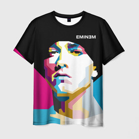 Мужская футболка 3D с принтом Eminem в Новосибирске, 100% полиэфир | прямой крой, круглый вырез горловины, длина до линии бедер | Тематика изображения на принте: actor | american | art | bright | colors | composer | eminem | music | pop | producer | rap | rapper | record | актёр | американский | арт | искусство | композитор | музыка | музыкальный продюсер | поп | рэп | рэпер | цвета | яркие