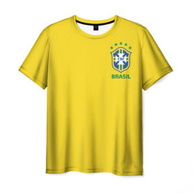 Мужская футболка 3D с принтом Бразилия, форма в Новосибирске, 100% полиэфир | прямой крой, круглый вырез горловины, длина до линии бедер | brazil | uniform | бразильская | конфедерация