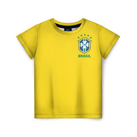 Детская футболка 3D с принтом Бразилия, форма в Новосибирске, 100% гипоаллергенный полиэфир | прямой крой, круглый вырез горловины, длина до линии бедер, чуть спущенное плечо, ткань немного тянется | Тематика изображения на принте: brazil | uniform | бразильская | конфедерация