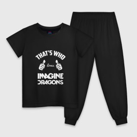 Детская пижама хлопок с принтом Вот кто любит Imagine Dragons в Новосибирске, 100% хлопок |  брюки и футболка прямого кроя, без карманов, на брюках мягкая резинка на поясе и по низу штанин
 | dragons | imagine | loves | th | thats who | альтернативный | американская | арена | большие | бэн макки | группа | драгонс | дэн платцман | дэн рейнольдс | имеджин | инди | индирок | клас | класс | кулаки | пальцы | поп
