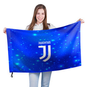Флаг 3D с принтом Juventus space collection в Новосибирске, 100% полиэстер | плотность ткани — 95 г/м2, размер — 67 х 109 см. Принт наносится с одной стороны | football | soccer | ювентус