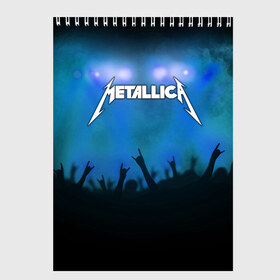Скетчбук с принтом Metallica в Новосибирске, 100% бумага
 | 48 листов, плотность листов — 100 г/м2, плотность картонной обложки — 250 г/м2. Листы скреплены сверху удобной пружинной спиралью | Тематика изображения на принте: band | metal | metallica | music | rock | атрибутика | группа | метал | музыка | рок