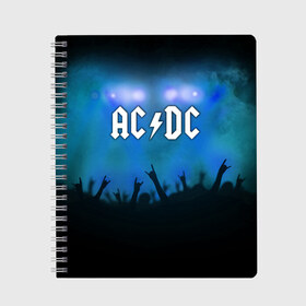 Тетрадь с принтом AC DC в Новосибирске, 100% бумага | 48 листов, плотность листов — 60 г/м2, плотность картонной обложки — 250 г/м2. Листы скреплены сбоку удобной пружинной спиралью. Уголки страниц и обложки скругленные. Цвет линий — светло-серый
 | ac dc | band | metal | music | rock | атрибутика | группа | метал | музыка | рок