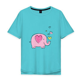 Мужская футболка хлопок Oversize с принтом Слоненок в Новосибирске, 100% хлопок | свободный крой, круглый ворот, “спинка” длиннее передней части | 14 | 14февраля | elephant | happy | happyvalentine | love | valentinesday | деньвсехвлюбленных | деньсвятоговалентина | любовь | мило | нежно | праздник | рисунок | сердца | сердце | слоненок