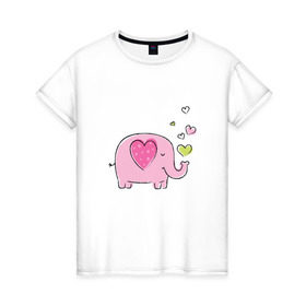 Женская футболка хлопок с принтом Слоненок в Новосибирске, 100% хлопок | прямой крой, круглый вырез горловины, длина до линии бедер, слегка спущенное плечо | 14 | 14февраля | elephant | happy | happyvalentine | love | valentinesday | деньвсехвлюбленных | деньсвятоговалентина | любовь | мило | нежно | праздник | рисунок | сердца | сердце | слоненок