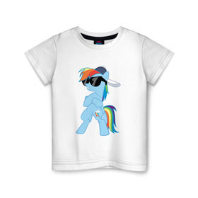 Детская футболка хлопок с принтом Крутая пони в Новосибирске, 100% хлопок | круглый вырез горловины, полуприлегающий силуэт, длина до линии бедер | Тематика изображения на принте: my little pony | swag | арт | игра | крутая | лошадь | май литл пони | мультфильм | прикольные