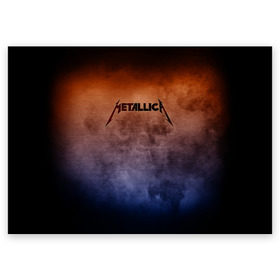 Поздравительная открытка с принтом Metallica в Новосибирске, 100% бумага | плотность бумаги 280 г/м2, матовая, на обратной стороне линовка и место для марки
 | Тематика изображения на принте: band | metal | metallica | music | rock | атрибутика | группа | метал | музыка | рок