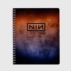 Тетрадь с принтом Nine Inch Nails в Новосибирске, 100% бумага | 48 листов, плотность листов — 60 г/м2, плотность картонной обложки — 250 г/м2. Листы скреплены сбоку удобной пружинной спиралью. Уголки страниц и обложки скругленные. Цвет линий — светло-серый
 | band | metal | music | nine inch nails | rock | атрибутика | группа | метал | музыка | рок