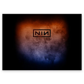 Поздравительная открытка с принтом Nine Inch Nails в Новосибирске, 100% бумага | плотность бумаги 280 г/м2, матовая, на обратной стороне линовка и место для марки
 | band | metal | music | nine inch nails | rock | атрибутика | группа | метал | музыка | рок