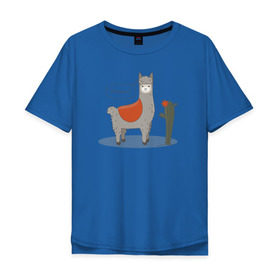 Мужская футболка хлопок Oversize с принтом alpaca-llama в Новосибирске, 100% хлопок | свободный крой, круглый ворот, “спинка” длиннее передней части | alpaca | llama | альпака | кактус | лама