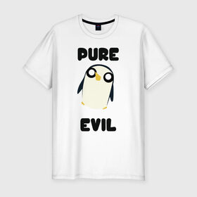 Мужская футболка премиум с принтом Пингвин в Новосибирске, 92% хлопок, 8% лайкра | приталенный силуэт, круглый вырез ворота, длина до линии бедра, короткий рукав | adventure time | время приключений | гантер | пингвин