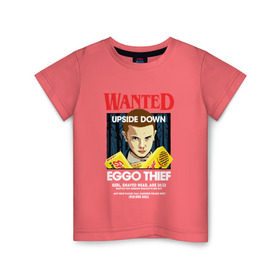 Детская футболка хлопок с принтом Wanted: Eggo Thief / 11 в Новосибирске, 100% хлопок | круглый вырез горловины, полуприлегающий силуэт, длина до линии бедер | Тематика изображения на принте: 11 | netflix | stranger | things | бобби | браун | милли | нетфликс | одиннадцать