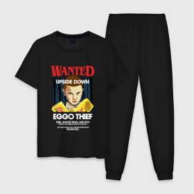 Мужская пижама хлопок с принтом Wanted: Eggo Thief / 11 в Новосибирске, 100% хлопок | брюки и футболка прямого кроя, без карманов, на брюках мягкая резинка на поясе и по низу штанин
 | 11 | netflix | stranger | things | бобби | браун | милли | нетфликс | одиннадцать