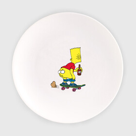Тарелка с принтом Bart Simpson в Новосибирске, фарфор | диаметр - 210 мм
диаметр для нанесения принта - 120 мм | skate | барт | борд | скейт