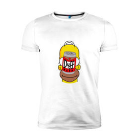 Мужская футболка премиум с принтом Homer в Новосибирске, 92% хлопок, 8% лайкра | приталенный силуэт, круглый вырез ворота, длина до линии бедра, короткий рукав | duff beer | simpsons | гомер