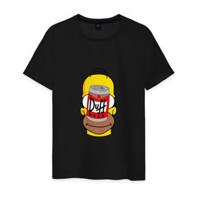 Мужская футболка хлопок с принтом Homer в Новосибирске, 100% хлопок | прямой крой, круглый вырез горловины, длина до линии бедер, слегка спущенное плечо. | duff beer | simpsons | гомер