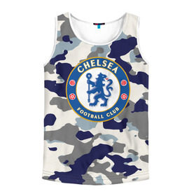 Мужская майка 3D с принтом FC Chelsea Camouflage в Новосибирске, 100% полиэстер | круглая горловина, приталенный силуэт, длина до линии бедра. Пройма и горловина окантованы тонкой бейкой | Тематика изображения на принте: 