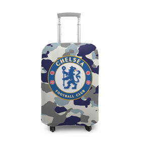 Чехол для чемодана 3D с принтом FC Chelsea Camouflage в Новосибирске, 86% полиэфир, 14% спандекс | двустороннее нанесение принта, прорези для ручек и колес | 